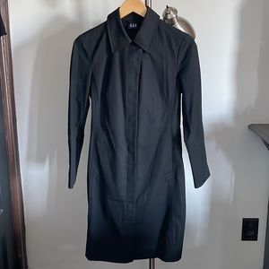 GAP Long Black European Coat Trench Simple XS